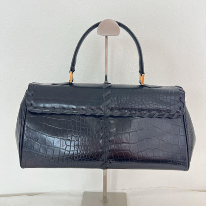 Saint Laurent Hand Bag Tote Purse Leather Black Authentic