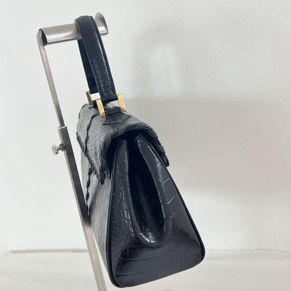 Saint Laurent Hand Bag Tote Purse Leather Black Authentic