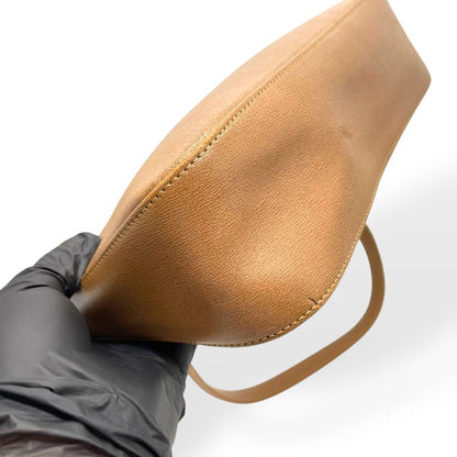 Longchamp Shoulder Bag Purse Leather Beige Authentic