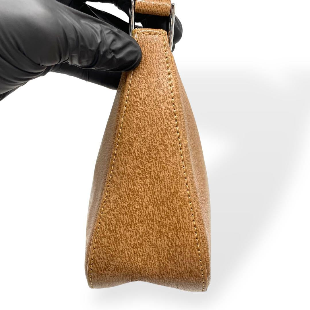 Longchamp Shoulder Bag Purse Leather Beige Authentic