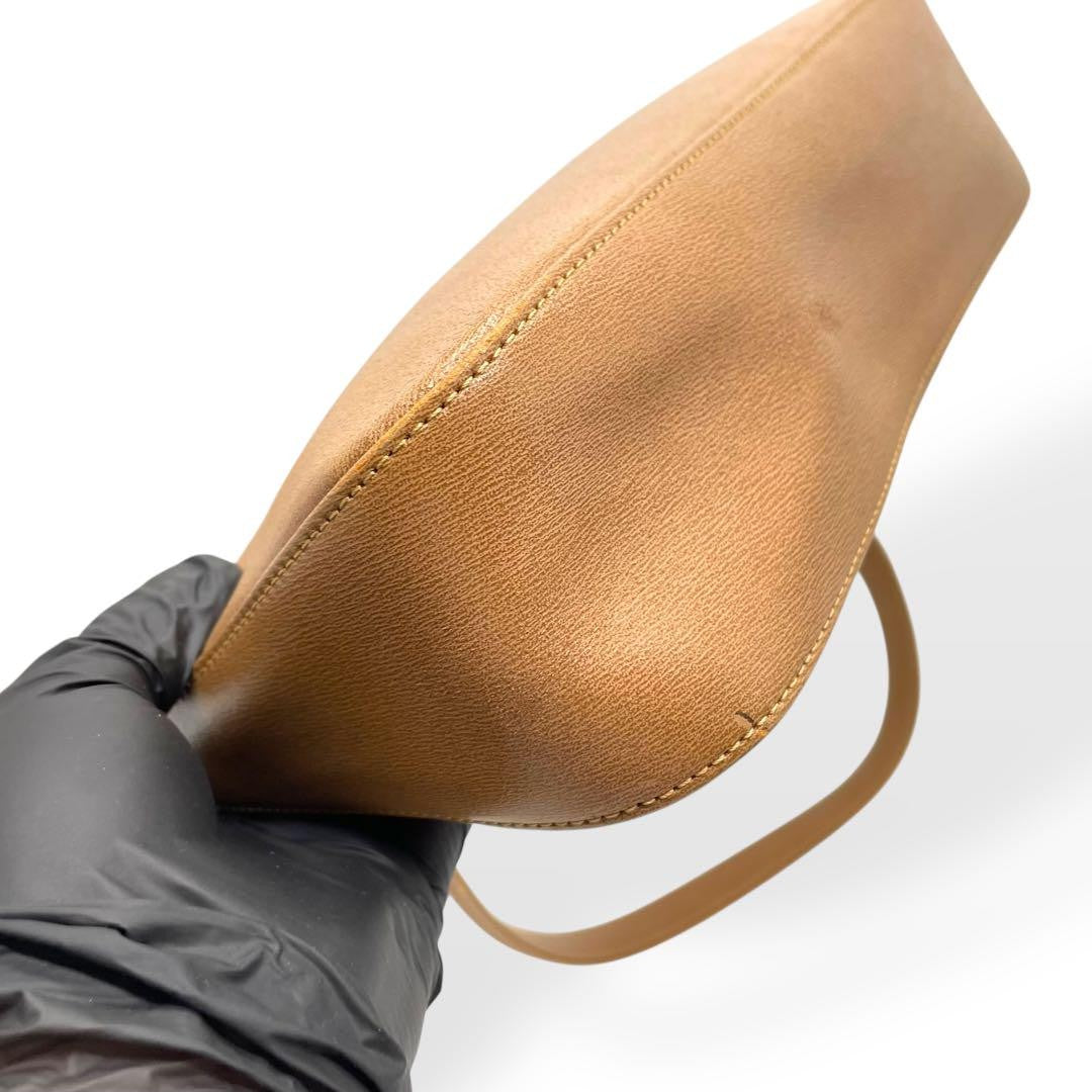 Longchamp Shoulder Bag Purse Leather Beige Authentic