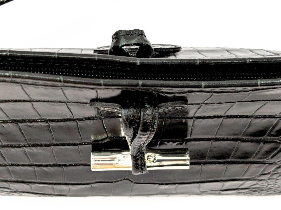Longchamp Shoulder Bag Purse Leather Black Authentic