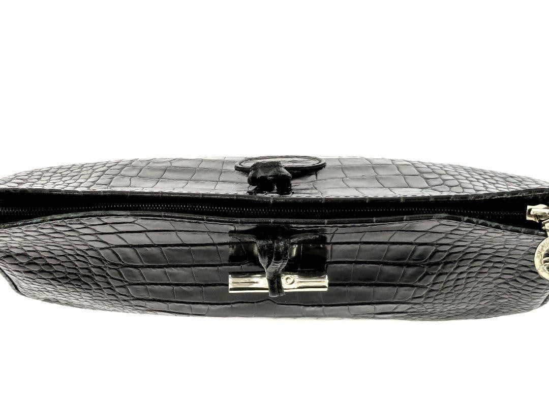 Longchamp Shoulder Bag Purse Leather Black Authentic
