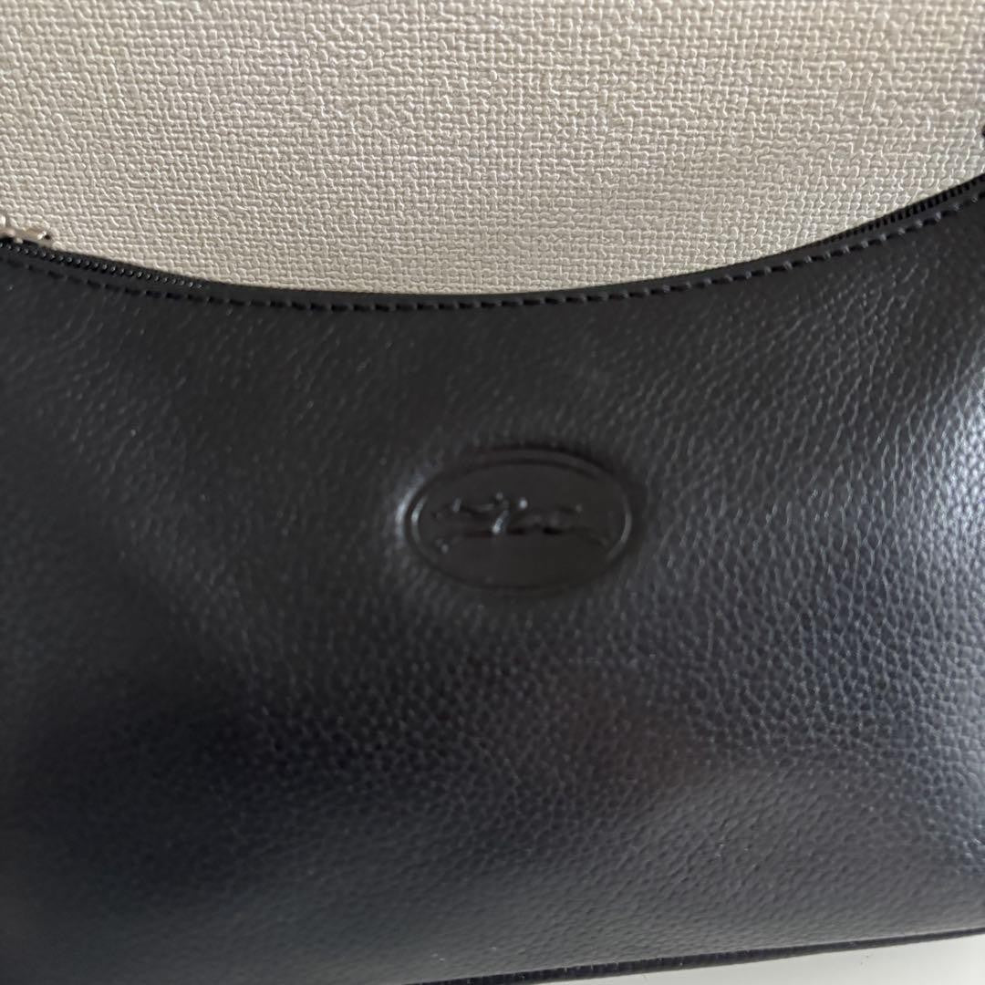 Longchamp Shoulder Bag Purse Leather Black Authentic