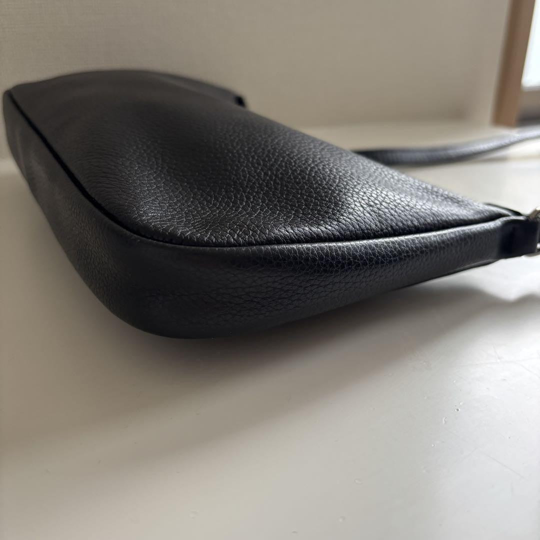 Longchamp Shoulder Bag Purse Leather Black Authentic