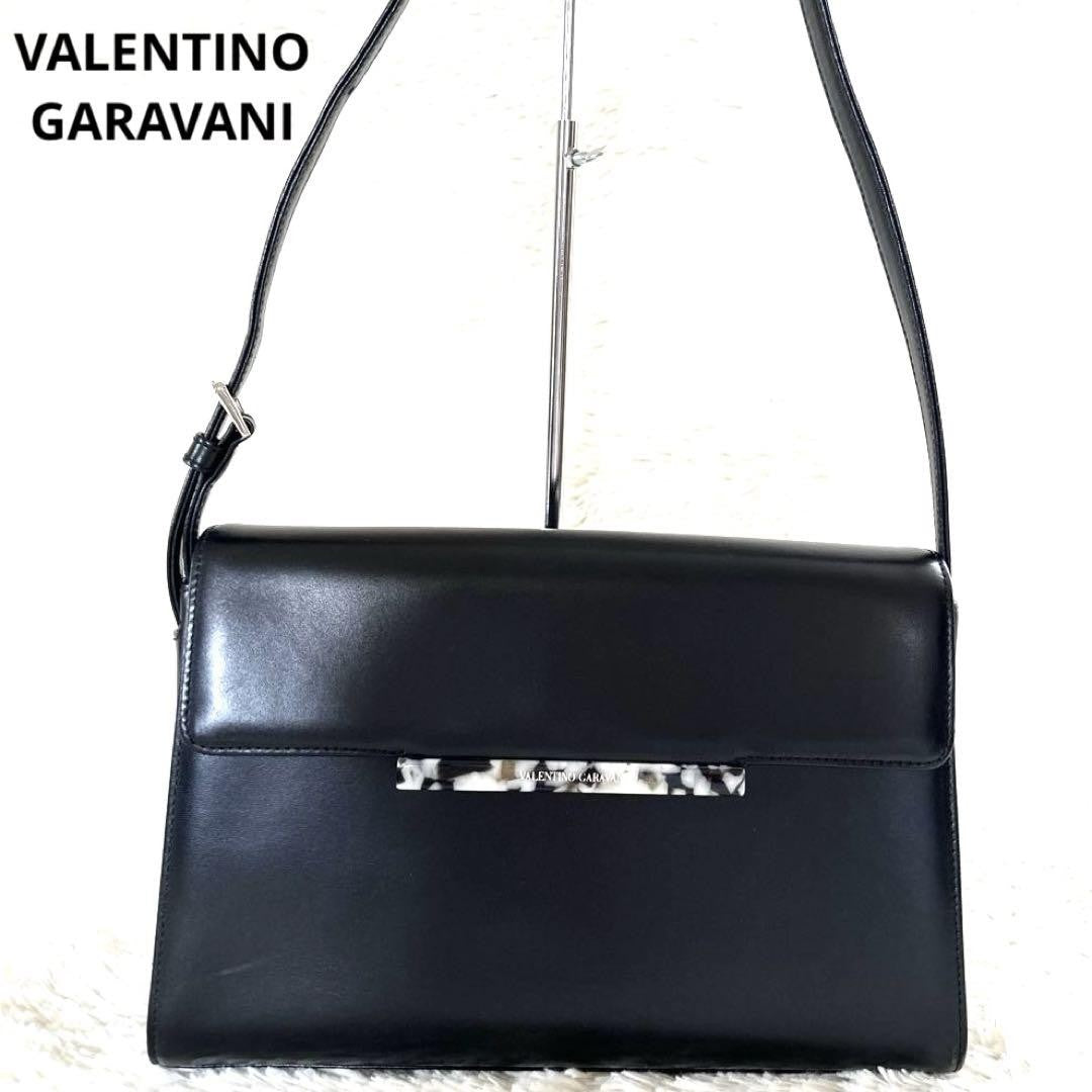 Valentino Garavani Shoulder Bag Purse Leather Black Authentic