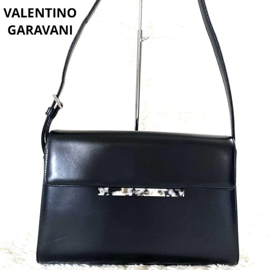 Valentino Garavani Shoulder Bag Purse Leather Black Authentic