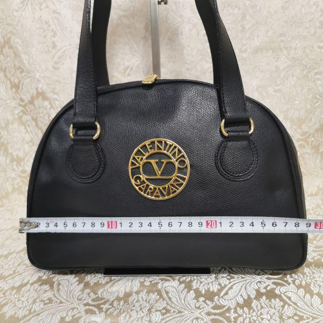 Valentino Garavani Shoulder Bag Purse Logo Leather Black Authentic
