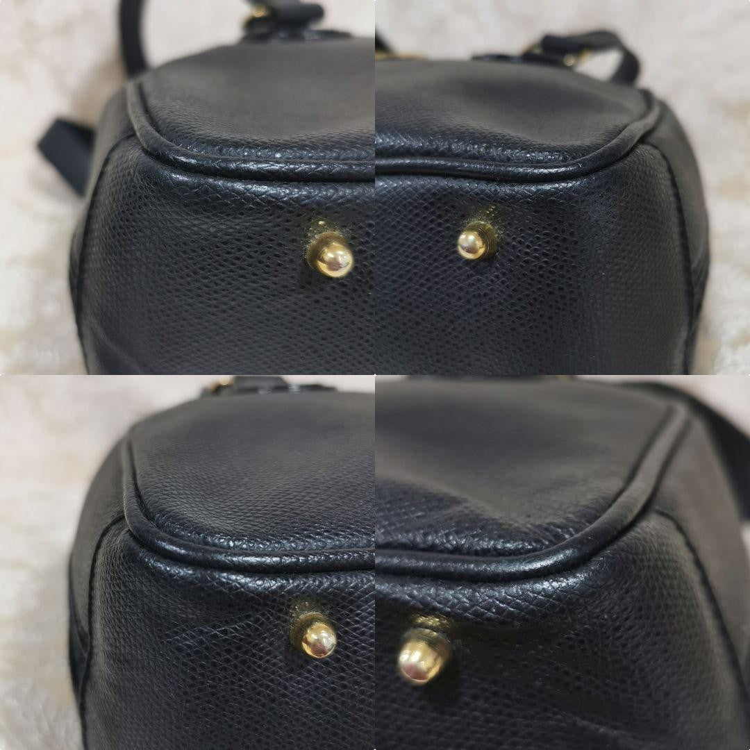Valentino Garavani Shoulder Bag Purse Logo Leather Black Authentic