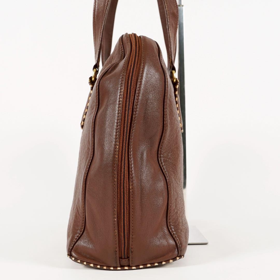Valentino Garavani Hand Bag Tote Purse Leather Brown Authentic