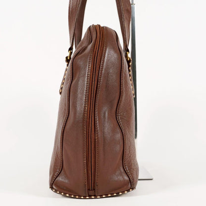 Valentino Garavani Hand Bag Tote Purse Leather Brown Authentic