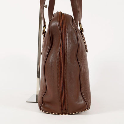 Valentino Garavani Hand Bag Tote Purse Leather Brown Authentic