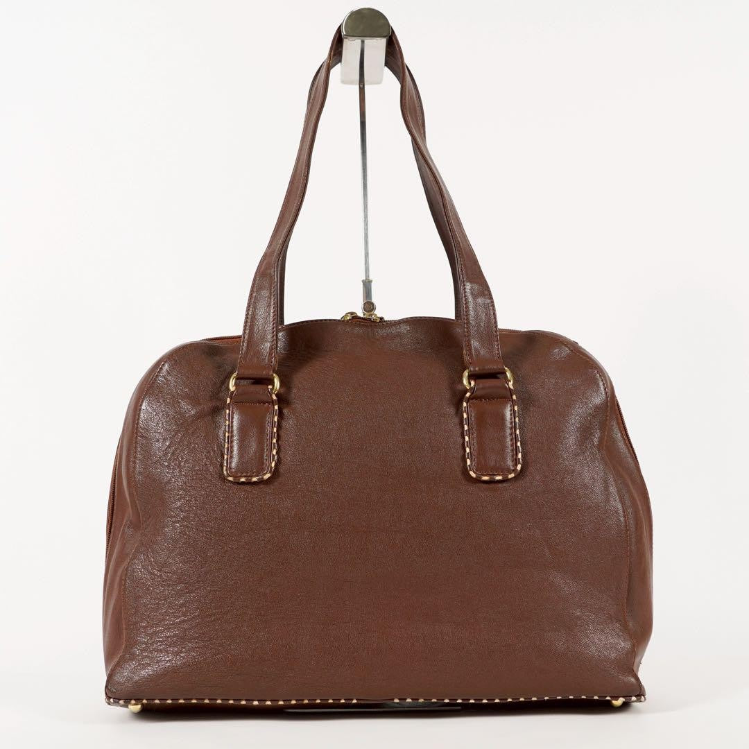 Valentino Garavani Hand Bag Tote Purse Leather Brown Authentic