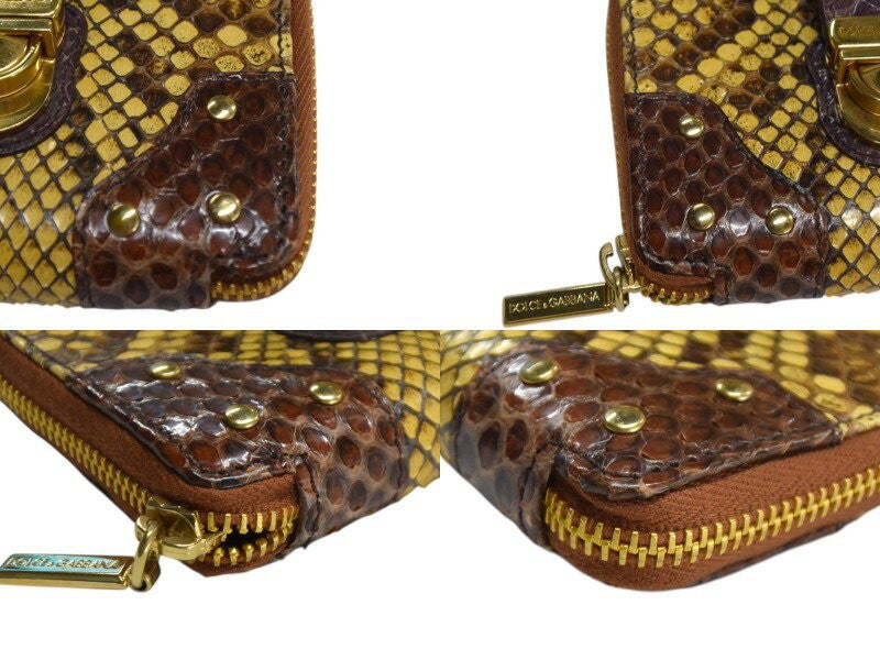 Dolce & Gabbana Hand Bag Tote Purse Leather Brown Authentic
