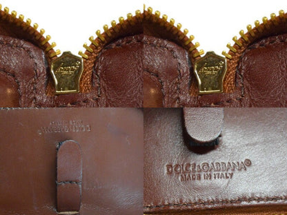Dolce & Gabbana Hand Bag Tote Purse Leather Brown Authentic