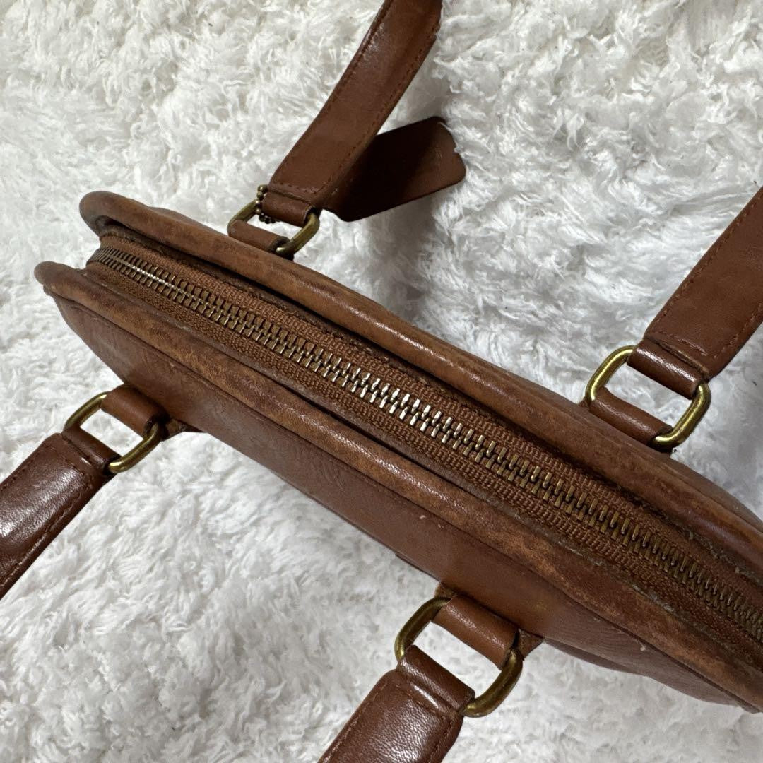 COACH Hand Bag Tote Purse Old Leather Brown Authentic