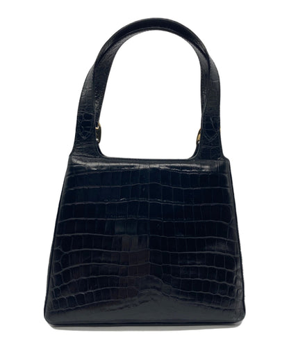 Salvatore Ferragamo Hand Bag Tote Purse Gancini Black Authentic Leather Women's