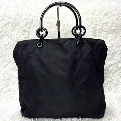 PRADA Hand Bag Tote Purse Logo Nylon Black Authentic