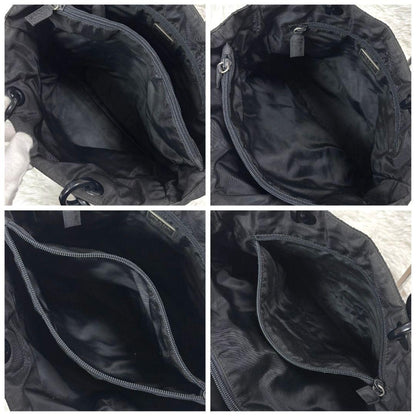 PRADA Hand Bag Tote Purse Logo Nylon Black Authentic