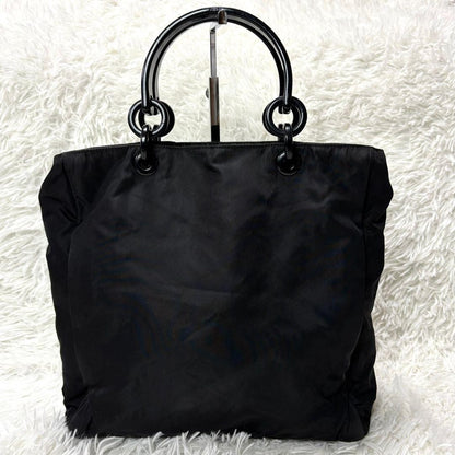 PRADA Hand Bag Tote Purse Logo Nylon Black Authentic
