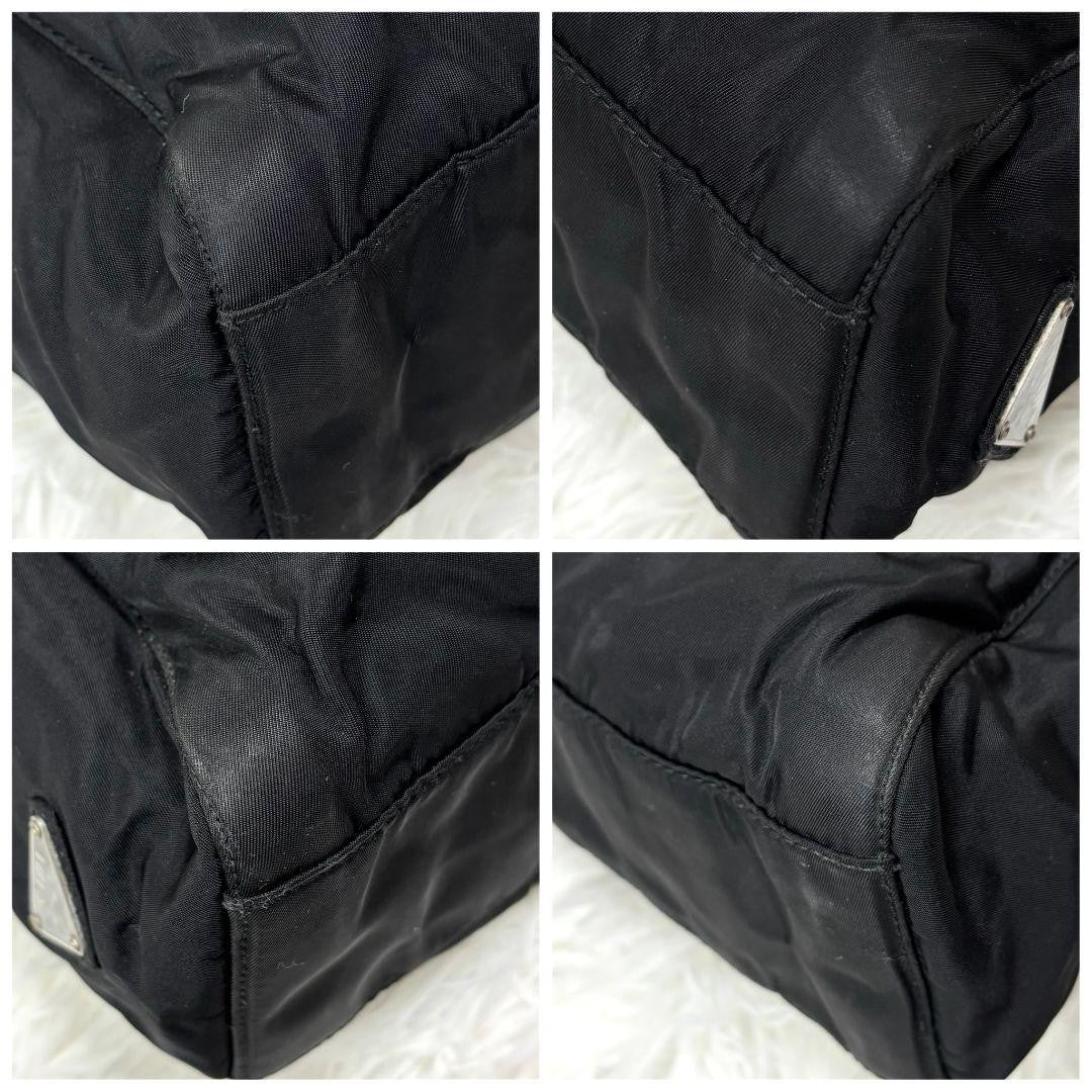 PRADA Hand Bag Tote Purse Logo Nylon Black Authentic