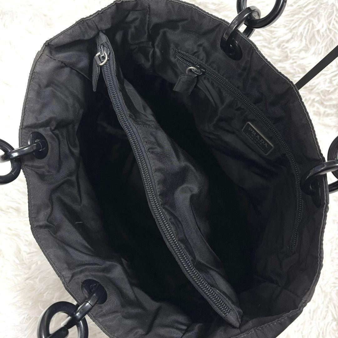 PRADA Hand Bag Tote Purse Logo Nylon Black Authentic