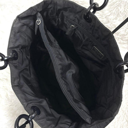 PRADA Hand Bag Tote Purse Logo Nylon Black Authentic