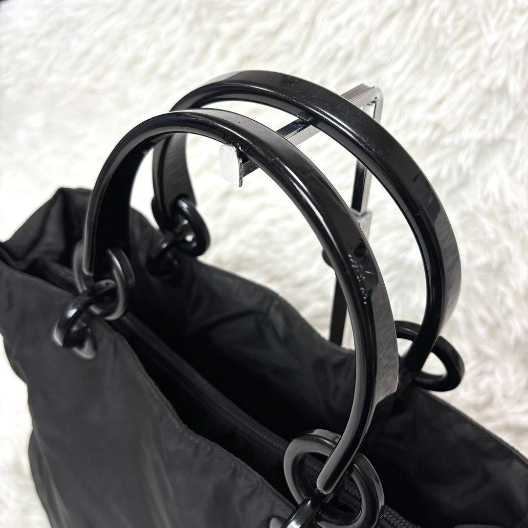 PRADA Hand Bag Tote Purse Logo Nylon Black Authentic