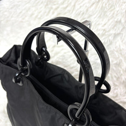 PRADA Hand Bag Tote Purse Logo Nylon Black Authentic