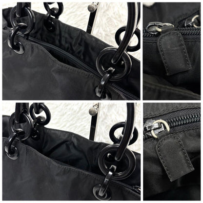 PRADA Hand Bag Tote Purse Logo Nylon Black Authentic