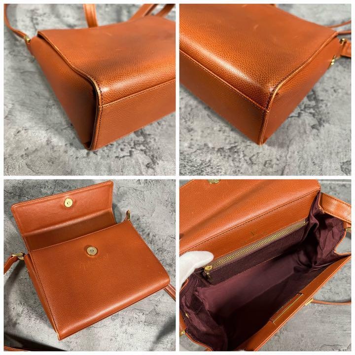 Valentino Garavani Shoulder Bag Purse Logo Leather Brown Authentic