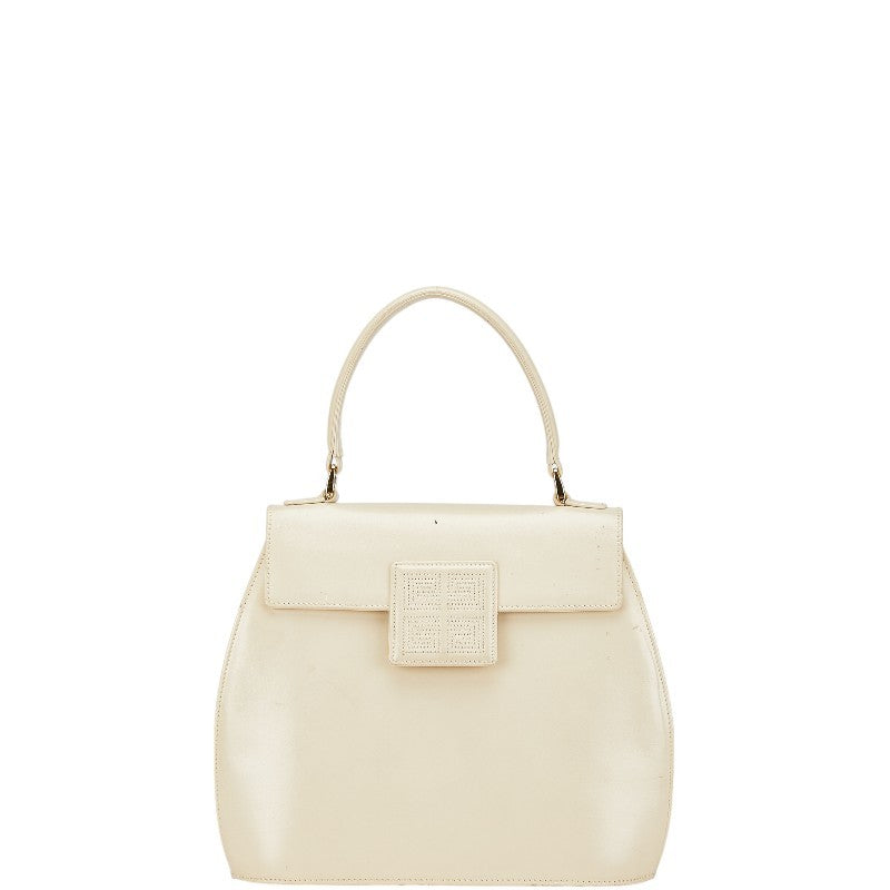GIVENCHY Hand Bag Tote Purse Leather White Authentic