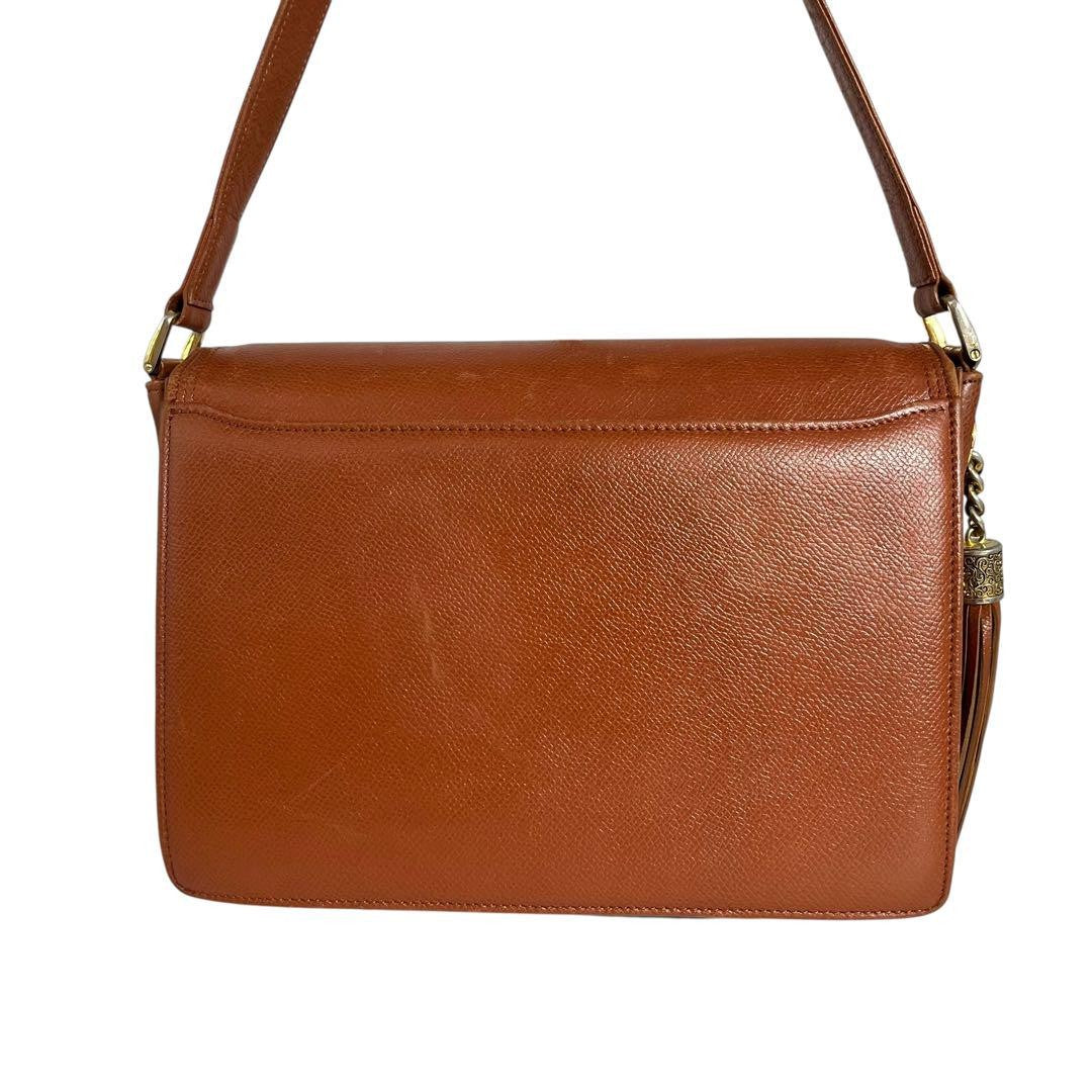 Valentino Garavani Shoulder Bag Purse Logo Leather Brown Authentic