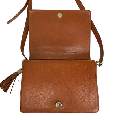 Valentino Garavani Shoulder Bag Purse Logo Leather Brown Authentic