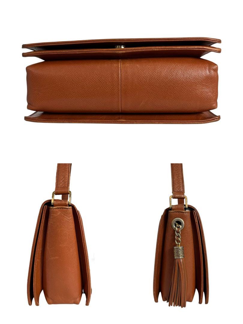 Valentino Garavani Shoulder Bag Purse Logo Leather Brown Authentic