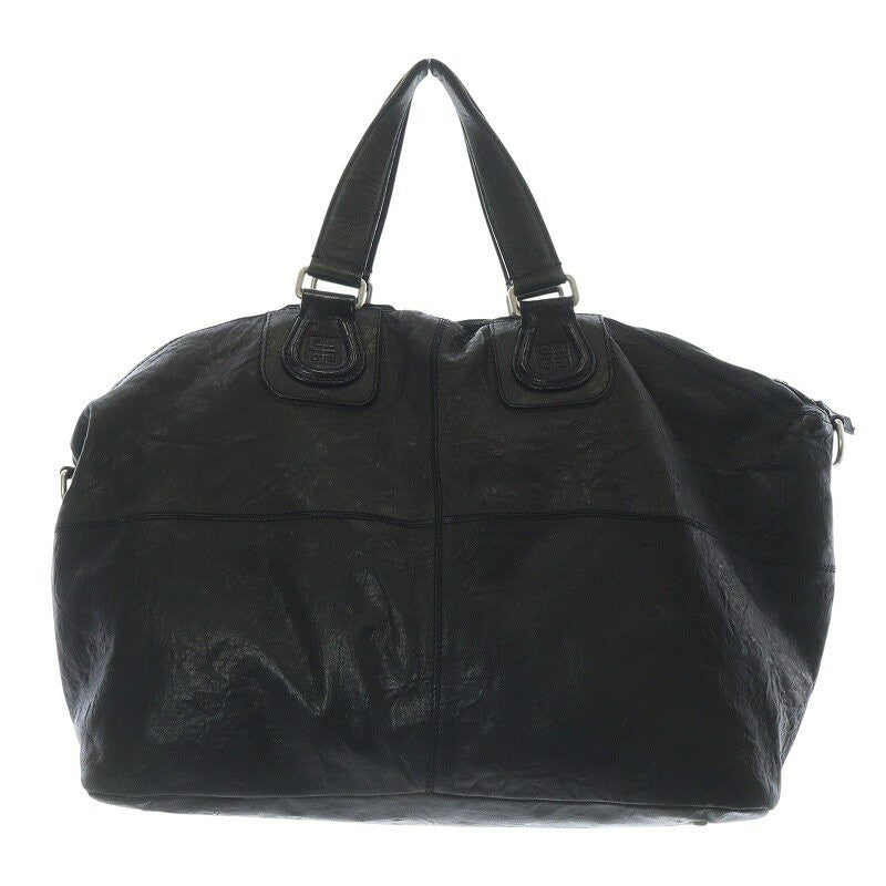 GIVENCHY Hand Bag Tote Purse Nightingale Leather Black Authentic