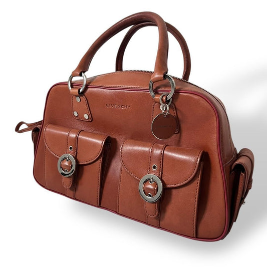 GIVENCHY Hand Bag Tote Purse Leather Brown Authentic