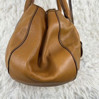 TOD'S Hand Bag Tote Purse Leather Beige Authentic