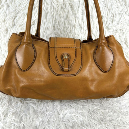 TOD'S Hand Bag Tote Purse Leather Beige Authentic