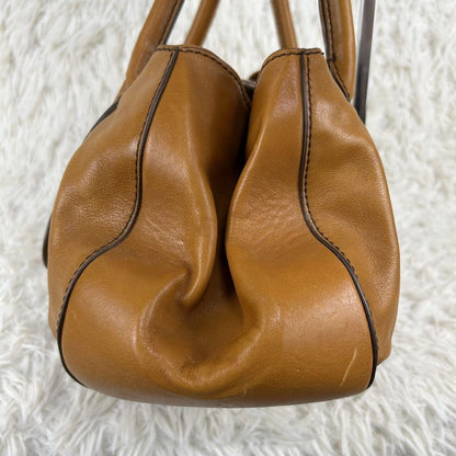 TOD'S Hand Bag Tote Purse Leather Beige Authentic