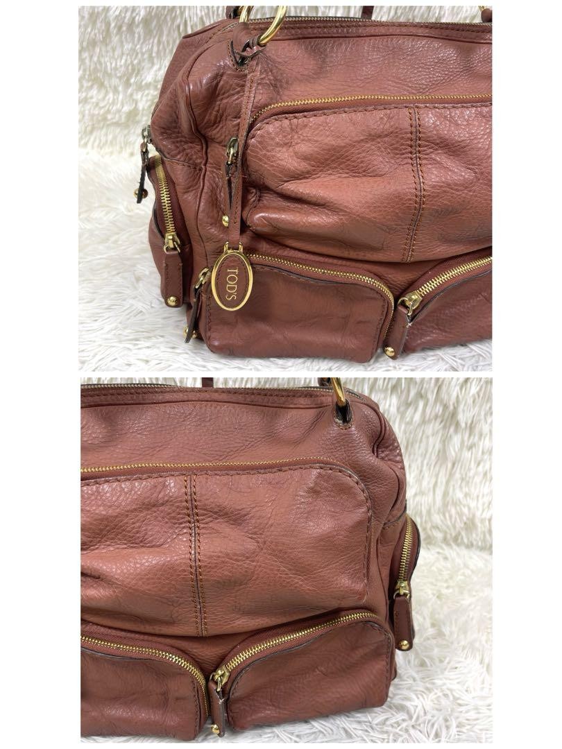 TOD'S Shoulder Bag Purse Leather Brown Authentic