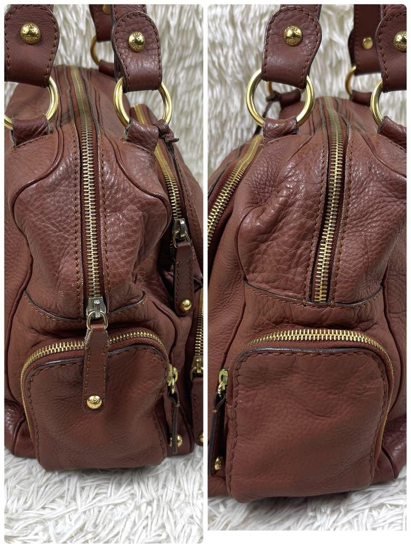 TOD'S Shoulder Bag Purse Leather Brown Authentic