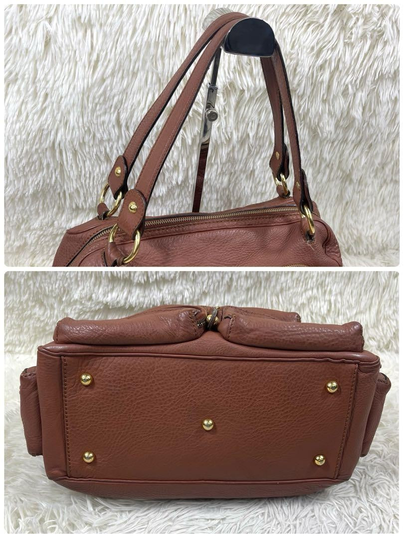 TOD'S Shoulder Bag Purse Leather Brown Authentic