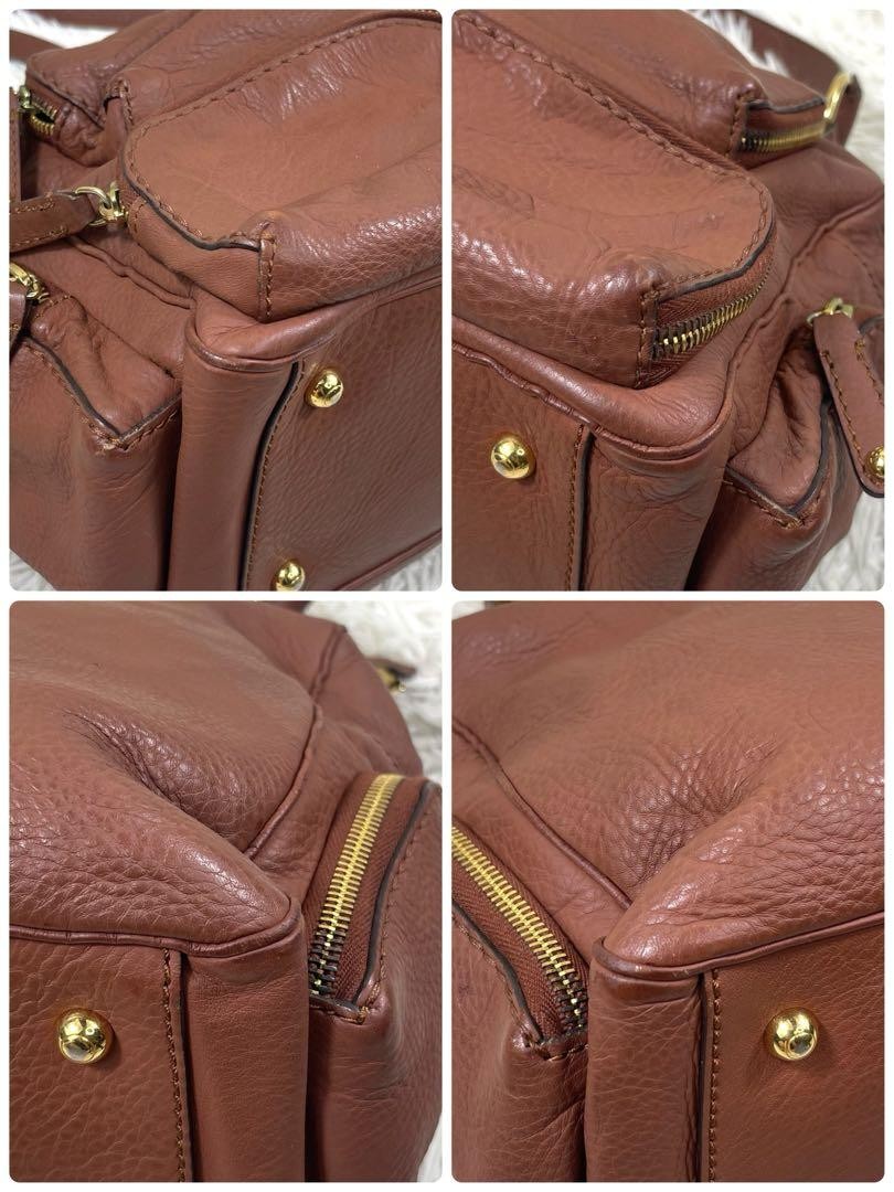TOD'S Shoulder Bag Purse Leather Brown Authentic