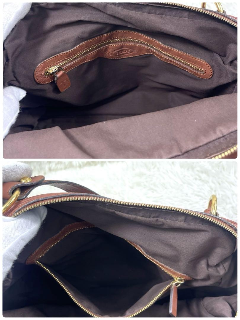 TOD'S Shoulder Bag Purse Leather Brown Authentic