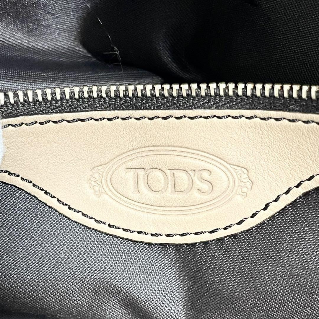 TOD'S Hand Shoulder Bag Tote Purse 2way D-Styling Leather Beige Authentic