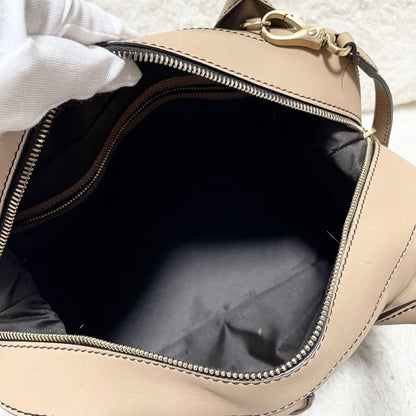 TOD'S Hand Shoulder Bag Tote Purse 2way D-Styling Leather Beige Authentic