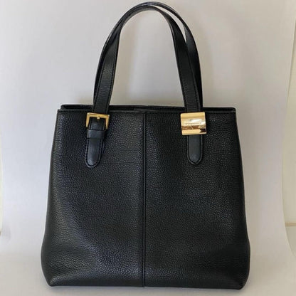 BURBERRY Hand Bag Tote Purse Nova Check Leather Black Authentic
