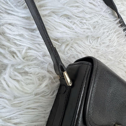 BURBERRY Shoulder Bag Purse Nova Check Leather Black Authentic