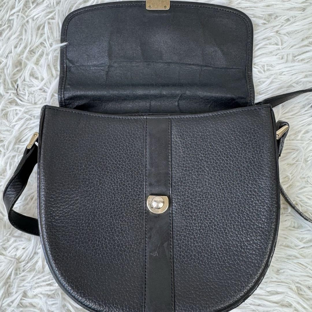 BURBERRY Shoulder Bag Purse Nova Check Leather Black Authentic